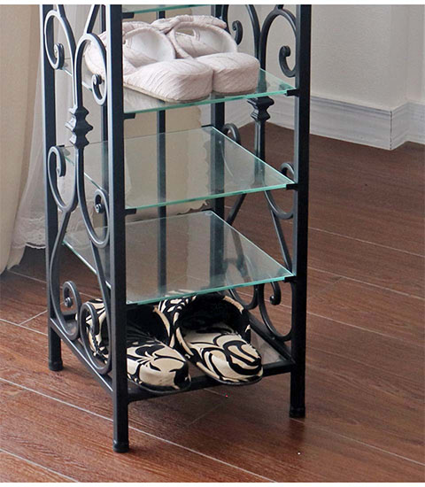 アンティーク調 おしゃれなアイアンスリッパラック ガラスラック 輸入家具-7