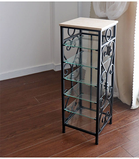 アンティーク調 おしゃれなアイアンスリッパラック ガラスラック 輸入家具-9