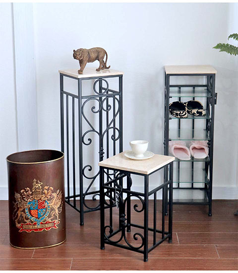 アンティーク調 おしゃれなアイアンスリッパラック ガラスラック 輸入家具-11