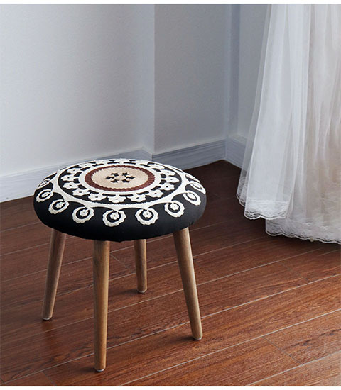 モロッカン柄 ラウンドスツール（ブラック）｜Y-KAGU(輸入家具屋さん.com)