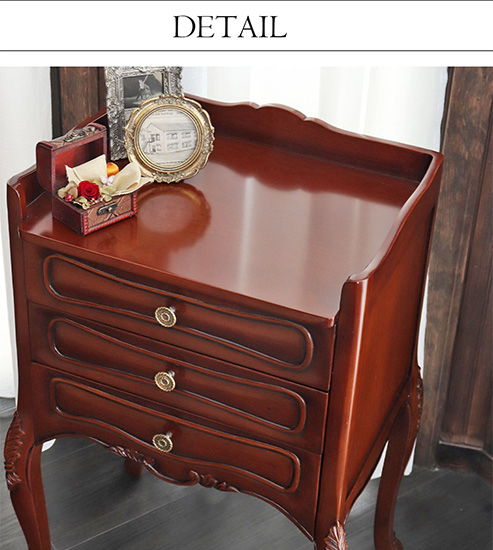 アンティーク調 フレンチマルシェ 3段チェスト（ナイトテーブル  