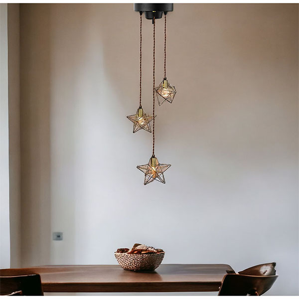 【LED対応】おしゃれな星型3灯ペンダントライト Bliriant ブリヤン（ゴールド）-5