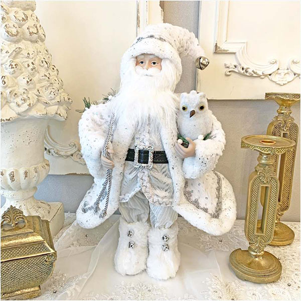 クリスマスサンタクロース(ホワイト),46cm輸入雑貨,おしゃれ,ヨーロピアン,インテリア,置物-1
