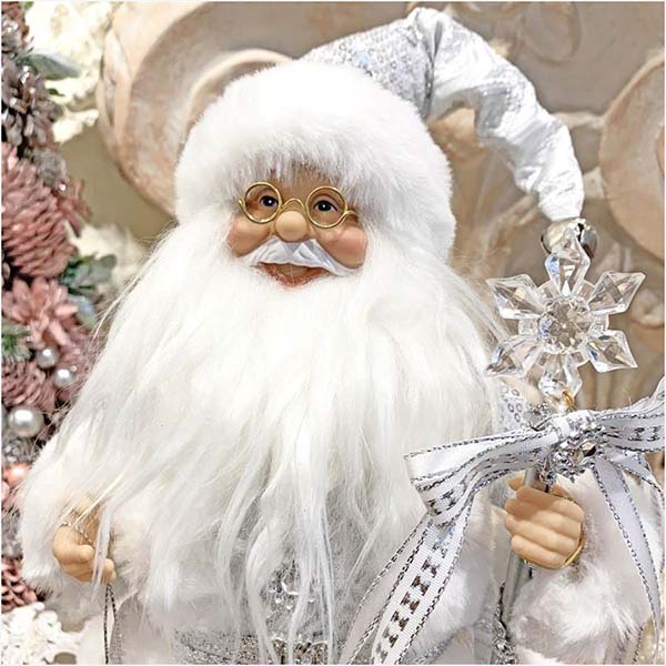 クリスマスサンタクロース(シルバー),30cm輸入雑貨,おしゃれ,ヨーロピアン,インテリア,置物-5