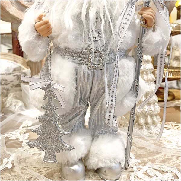 クリスマスサンタクロース(シルバー),30cm輸入雑貨,おしゃれ,ヨーロピアン,インテリア,置物-6