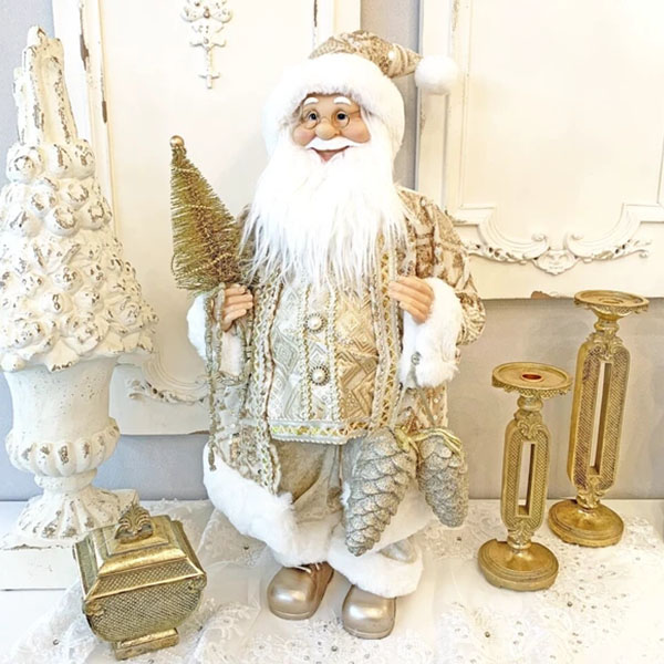 クリスマスサンタクロース(ゴールド),60cm輸入雑貨,おしゃれ,ヨーロピアン,インテリア,置物-1