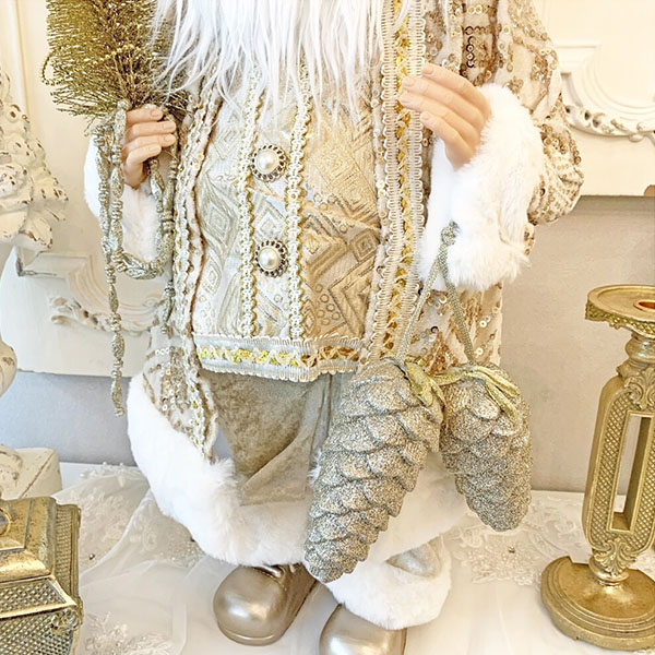 クリスマスサンタクロース(ゴールド),60cm輸入雑貨,おしゃれ,ヨーロピアン,インテリア,置物-6