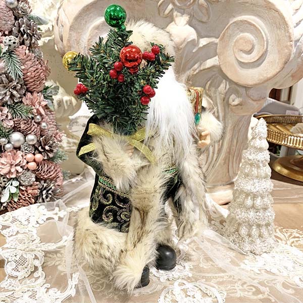 クリスマスサンタクロース(グリーン),30cm輸入雑貨,おしゃれ,ヨーロピアン,インテリア,置物-3