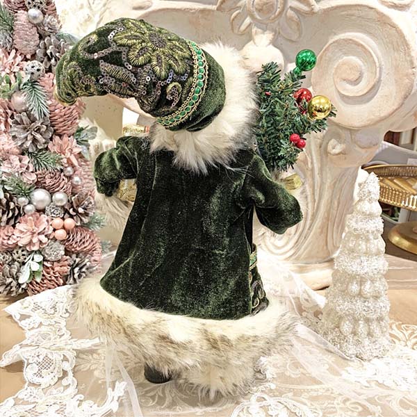 クリスマスサンタクロース(グリーン),30cm輸入雑貨,おしゃれ,ヨーロピアン,インテリア,置物-4