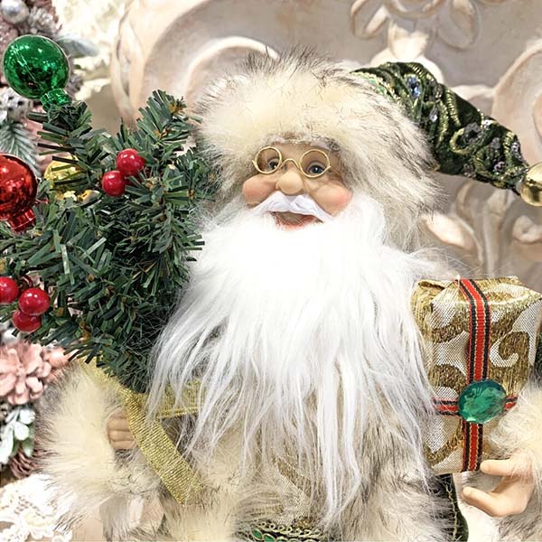 クリスマスサンタクロース(グリーン),30cm輸入雑貨,おしゃれ,ヨーロピアン,インテリア,置物-5