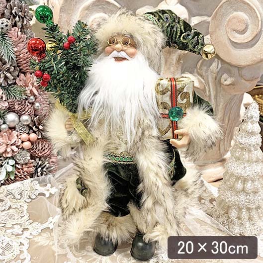 クリスマスサンタクロース(グリーン),30cm輸入雑貨,おしゃれ,ヨーロピアン,インテリア,置物-7