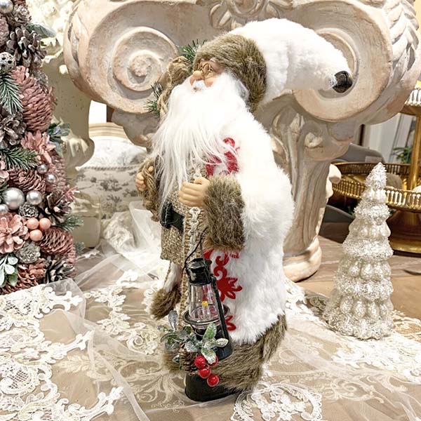 クリスマスサンタクロース(ホワイト＆レッド),30cm輸入雑貨,おしゃれ,ヨーロピアン,インテリア,置物-2