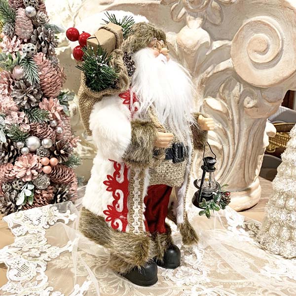 クリスマスサンタクロース(ホワイト＆レッド),30cm輸入雑貨,おしゃれ,ヨーロピアン,インテリア,置物-3