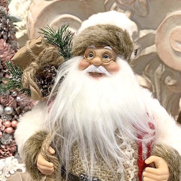 クリスマスサンタクロース(ホワイト＆レッド),30cm輸入雑貨,おしゃれ,ヨーロピアン,インテリア,置物-5