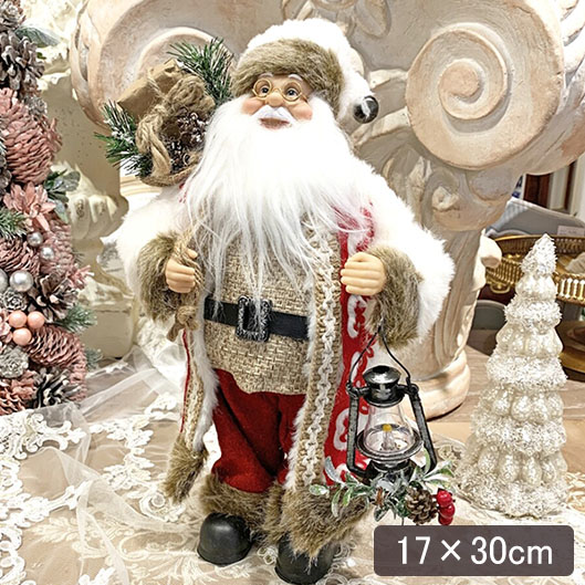 クリスマスサンタクロース(ホワイト＆レッド),30cm輸入雑貨,おしゃれ,ヨーロピアン,インテリア,置物-7