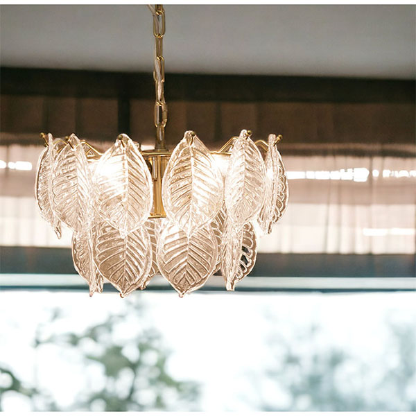 LED,モダンガラスシャンデリア,5灯,(リーフス)-1