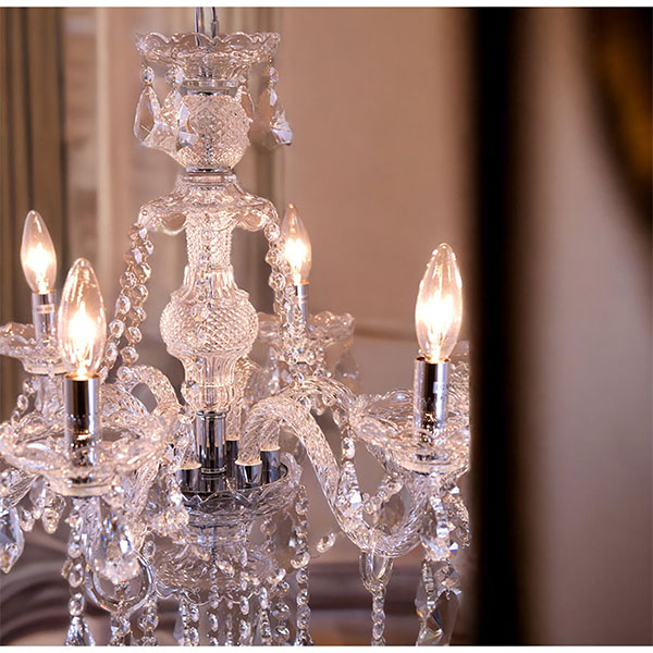 LED対応】 クリスタルシャンデリア 6灯(ライカ・ホワイト) 【送料無料