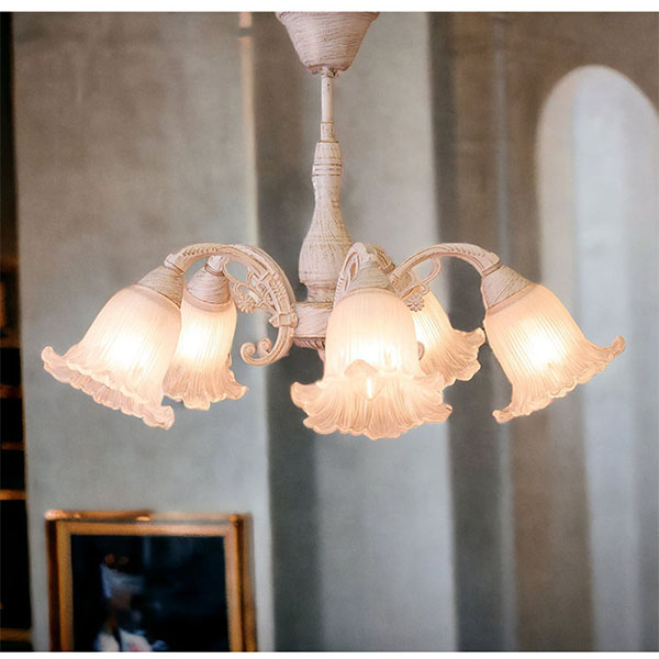 【LED対応】,クリスタルガラス,シーリングランプ(シャンデリア),5灯(ロレーヌ・ホワイト),おしゃれ,照明,通販-3