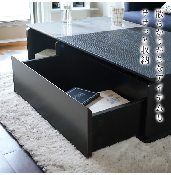 HOBANG,センターテーブル,大理石柄,幅105cm,おしゃれ,リビング,ローテーブル,ブラック,北欧,シンプル,モダン,高級-9