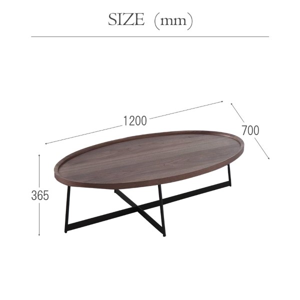 センターテーブル,ウォールナット,おしゃれ,リビングテーブル,120cm,楕円,黒,ローテーブル,リビングテーブル,ウォル-ナット-5