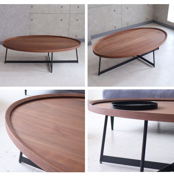 センターテーブル,ウォールナット,おしゃれ,リビングテーブル,120cm,楕円,黒,ローテーブル,リビングテーブル,ウォル-ナット-11