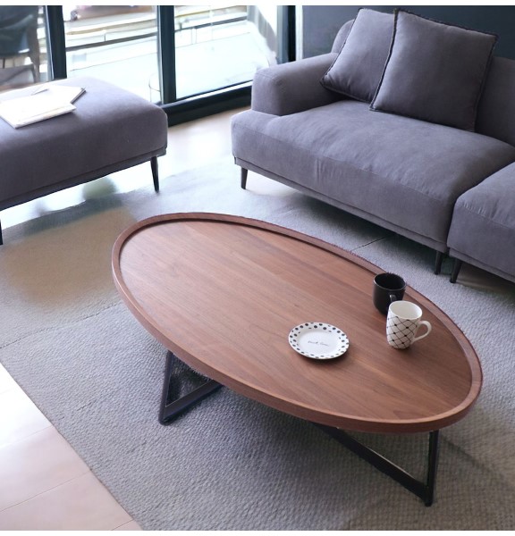 センターテーブル,ウォールナット,おしゃれ,リビングテーブル,120cm,楕円,黒,ローテーブル,リビングテーブル,ウォル-ナット-13