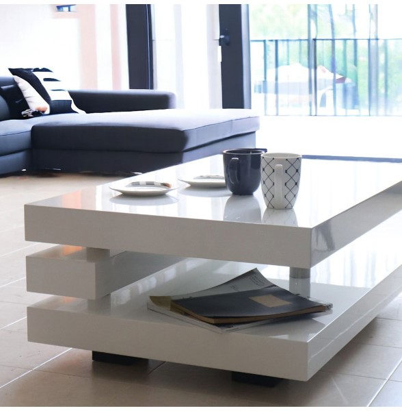 センターテーブル 幅120×奥行70cm ホワイト HOBANG｜モダン家具  