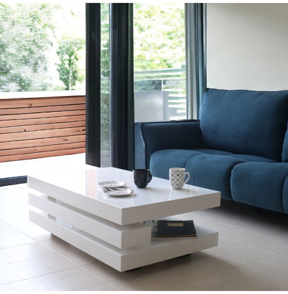 センターテーブル,おしゃれ,北欧,モダン,ホワイト,120cm,ローテーブル,ハイグロス,鏡面,シンプル,リビングテーブル-13