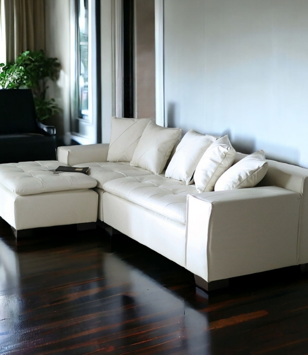 輸入家具 イタリアンレザー使用 カウチソファ アルフレッド ホワイト  