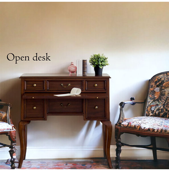 英国アンティーク猫脚ライティングビューロー/テーブル机/収納式  