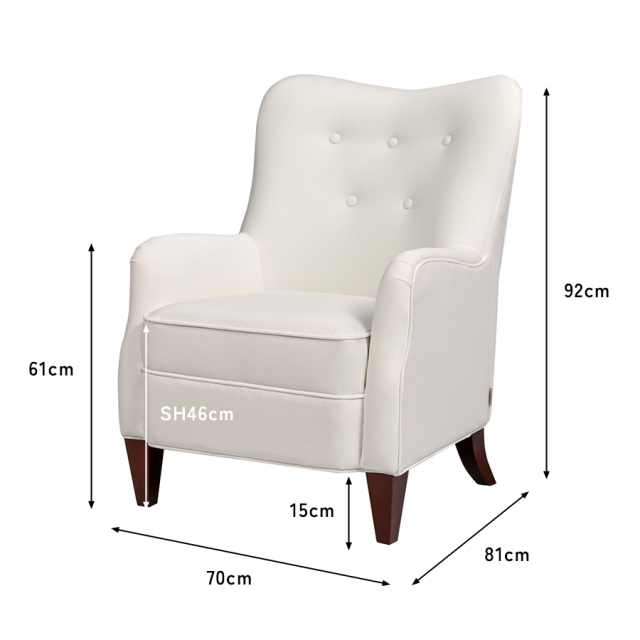 ジェニファーテイラー アームチェア 1Pソファ 1人掛け（ホワイト） Jennifir Taylor-3