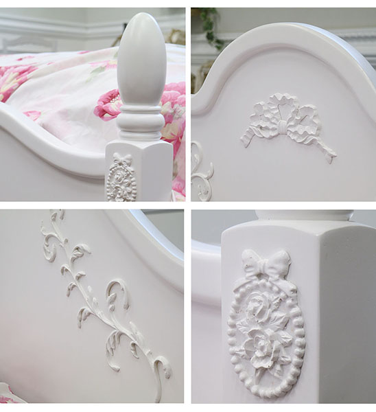 ロココ調,ダブルベッド,白,おしゃれ,可愛い,かわいい,ロマプリ,ホワイトインテリア-12