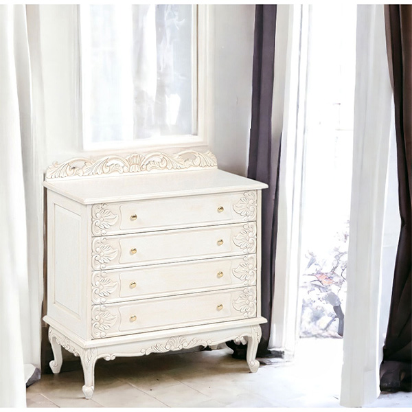 姫系 ロココ調 猫脚ワイドチェストおしゃれ 収納 完成品 木製 白家具 ホワイト家具 姫系インテリア 輸入家具-3
