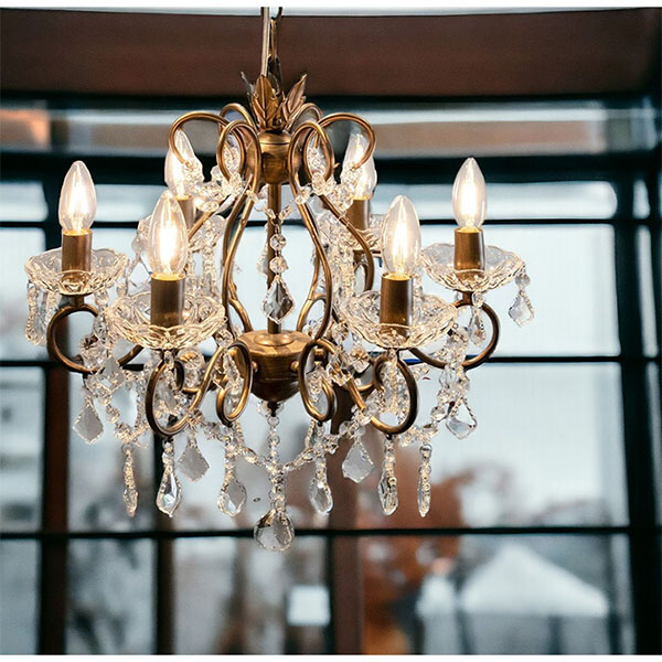 アンティーク シャンデリア 照明 クリスタルガラス 希少（アンティーク  