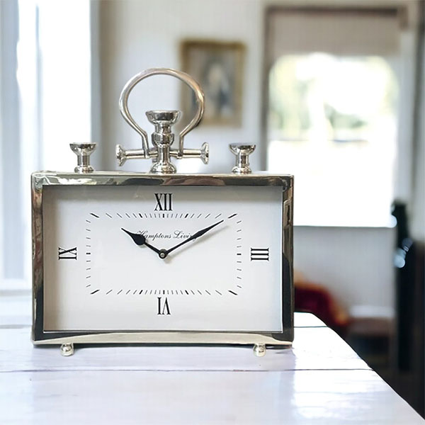 スクエアクロック 置時計（シルバー） 幅15.5cm クラシックモダンインテリア おしゃれ-2