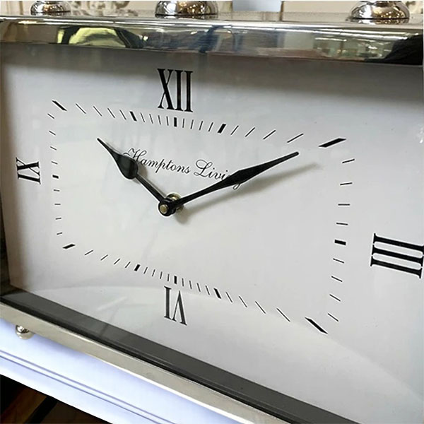 スクエアクロック 置時計（シルバー） 幅15.5cm クラシックモダンインテリア おしゃれ-4