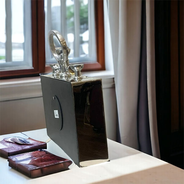 スクエアクロック 置時計（シルバー） 幅15.5cm クラシックモダンインテリア おしゃれ-5