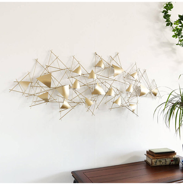 壁面をおしゃれに演出 ウォールアートパネル トライアングル（ゴールド