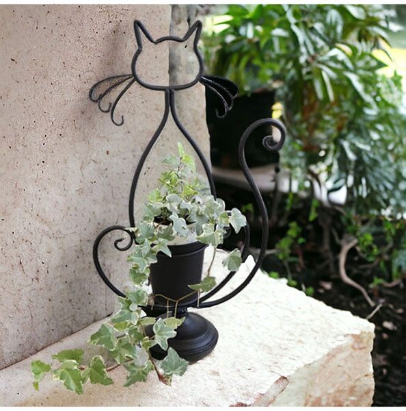 ガーデニングアイテム,アイアン製,プランターカバー,黒猫,キャット,かわいい,鉢カバーおしゃれ,贈り物,プレゼント,ギフト-1