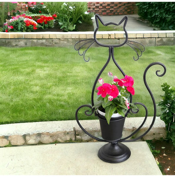 ガーデニングアイテム,アイアン製,プランターカバー,黒猫,キャット,かわいい,鉢カバーおしゃれ,贈り物,プレゼント,ギフト-4