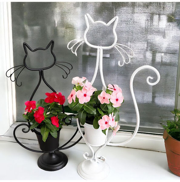 ガーデニングアイテム,アイアン製,プランターカバー,黒猫,キャット,かわいい,鉢カバーおしゃれ,贈り物,プレゼント,ギフト-5