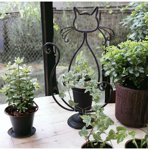 ガーデニングアイテム,アイアン製,プランターカバー,黒猫,キャット,かわいい,鉢カバーおしゃれ,贈り物,プレゼント,ギフト-8