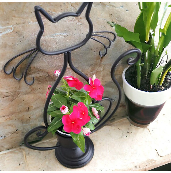 ガーデニングアイテム,アイアン製,プランターカバー,黒猫,キャット,かわいい,鉢カバーおしゃれ,贈り物,プレゼント,ギフト-10