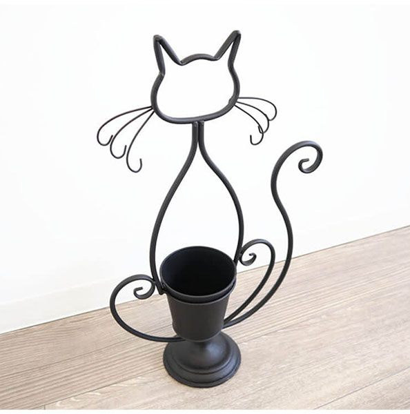 ガーデニングアイテム,アイアン製,プランターカバー,黒猫,キャット,かわいい,鉢カバーおしゃれ,贈り物,プレゼント,ギフト-11