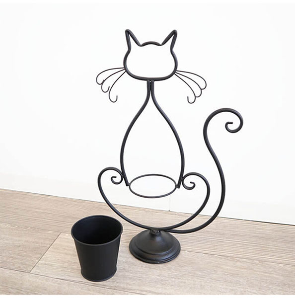 ガーデニングアイテム,アイアン製,プランターカバー,黒猫,キャット,かわいい,鉢カバーおしゃれ,贈り物,プレゼント,ギフト-14