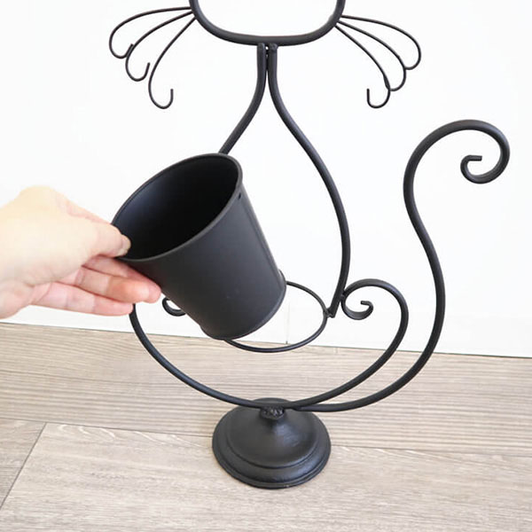 ガーデニングアイテム,アイアン製,プランターカバー,黒猫,キャット,かわいい,鉢カバーおしゃれ,贈り物,プレゼント,ギフト-15