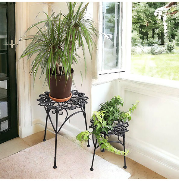 ガーデニングアイテム,アンティーク調,アイアンスタンド,2点セット,花台,おしゃれ,ヨーロピアン,園芸,ガーデン,庭-1