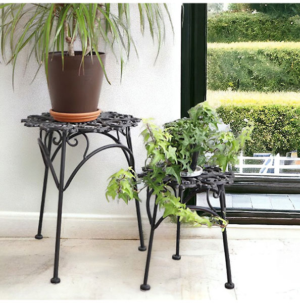 ガーデニングアイテム,アンティーク調,アイアンスタンド,2点セット,花台,おしゃれ,ヨーロピアン,園芸,ガーデン,庭-2