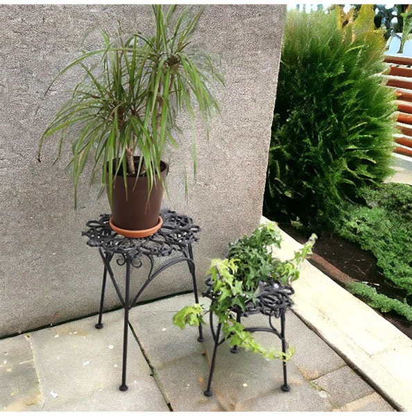 ガーデニングアイテム,アンティーク調,アイアンスタンド,2点セット,花台,おしゃれ,ヨーロピアン,園芸,ガーデン,庭-3