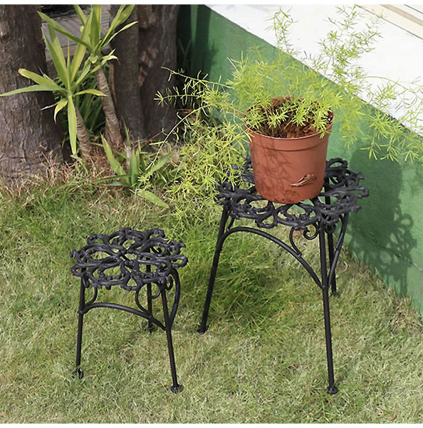 ガーデニングアイテム,アンティーク調,アイアンスタンド,2点セット,花台,おしゃれ,ヨーロピアン,園芸,ガーデン,庭-6